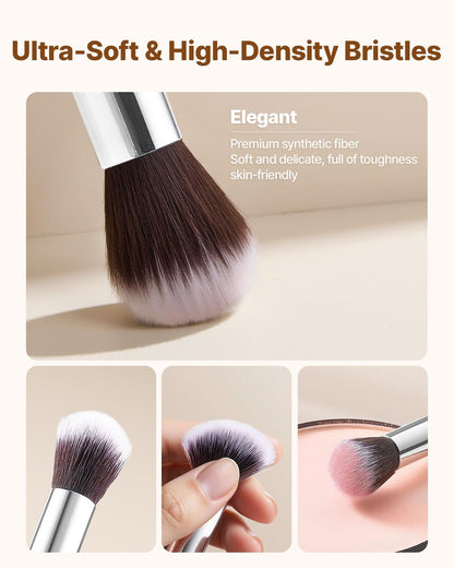 Professional 15-Piece Makeup Brush Set - Premium Synthetic Bristles for Foundation & Eyeshadow - Ships from USA